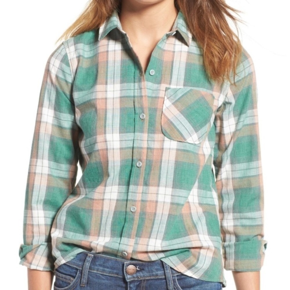 Current/Elliot green plaid button down shirt medium NWT